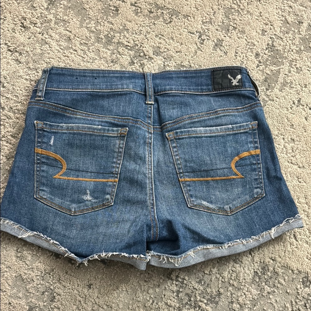 American Eagle Outfitters Blue Distressed Women Shorts